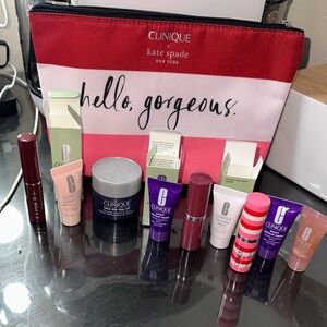 Clinique Pink, Red & Purple Mini Makeup Set with Cosmetic Pouch